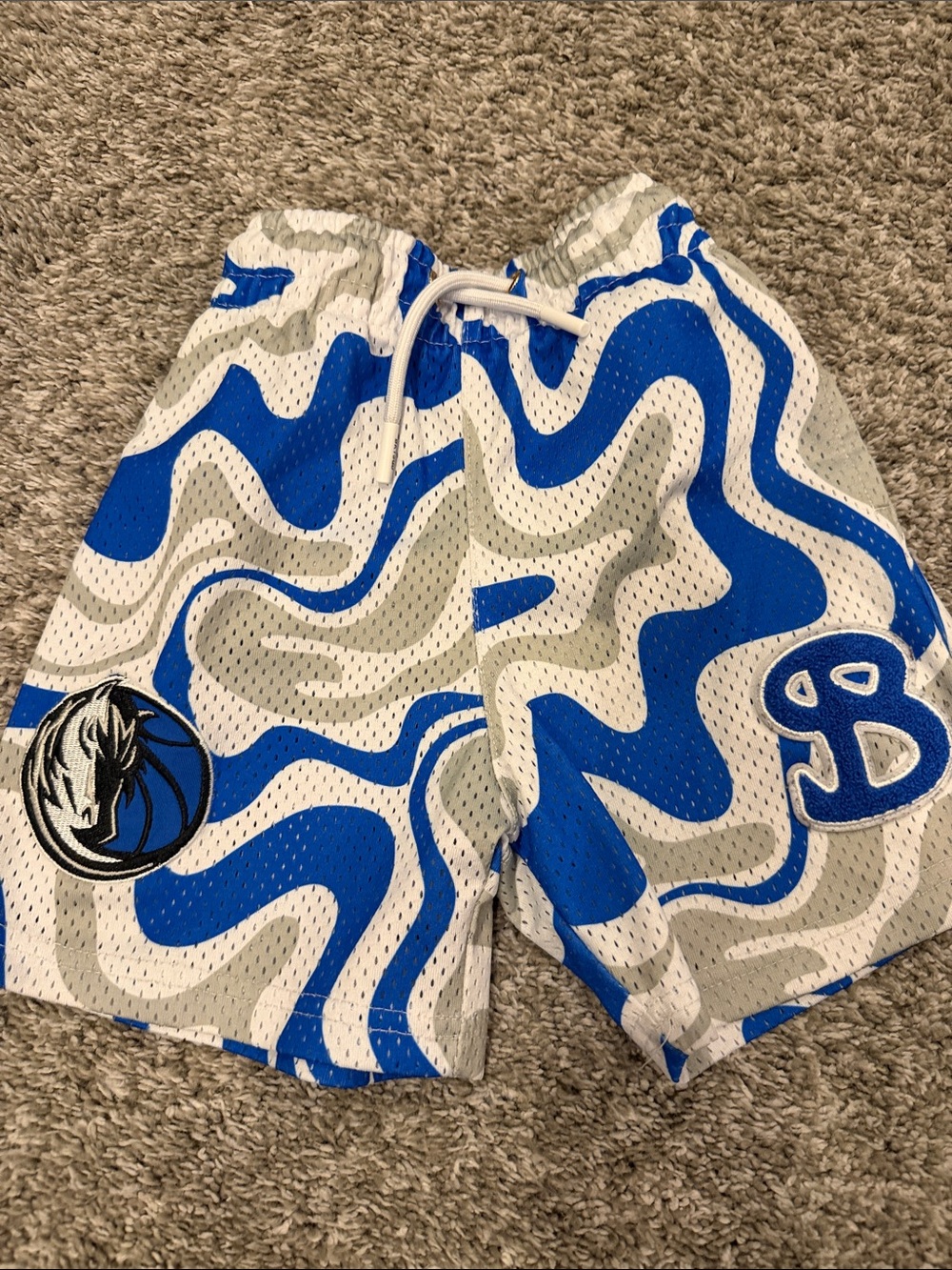 Blue and Gray Kids Athletic Mesh Shorts with Team Logos